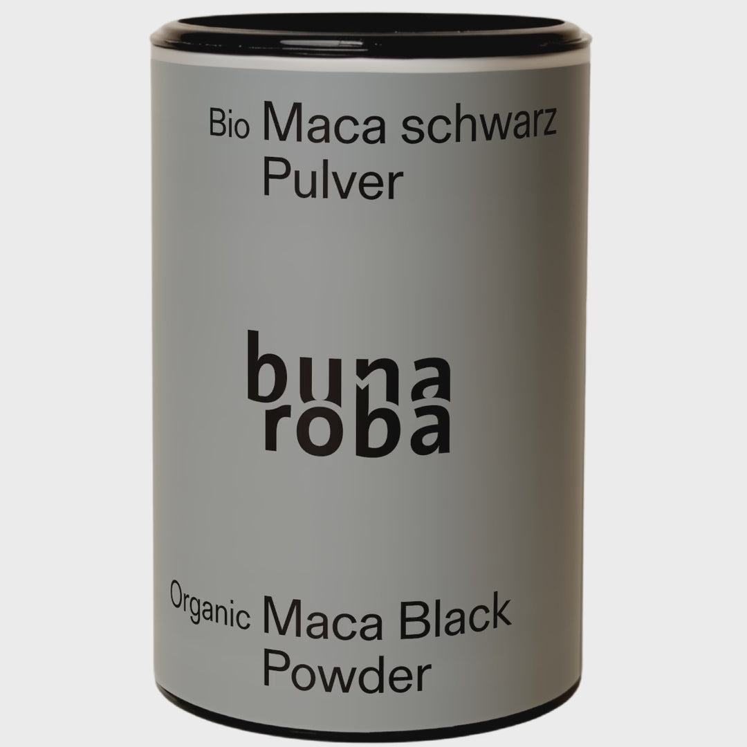 Bio Maca schwarz Pulver, rundum